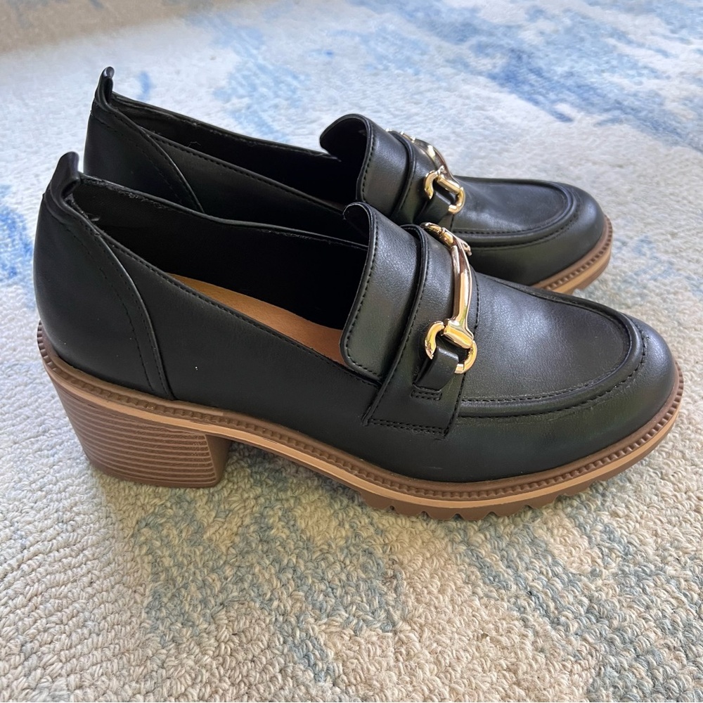 CHUNKY HEEL LOAFERS HORSEBIT DETAIL SIZE 9 BLACK NWT - Picture 15 of 16